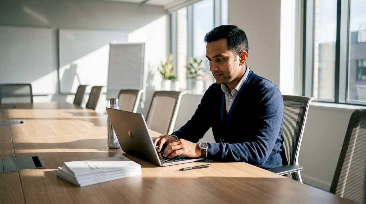Man attending cybersecurity training at desk