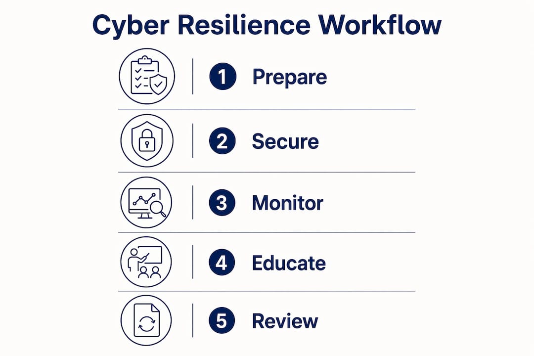 Infographic showing family cyber resilience workflow steps