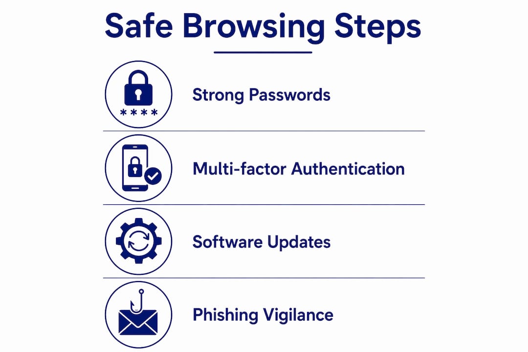 Infographic illustrating core safe browsing steps