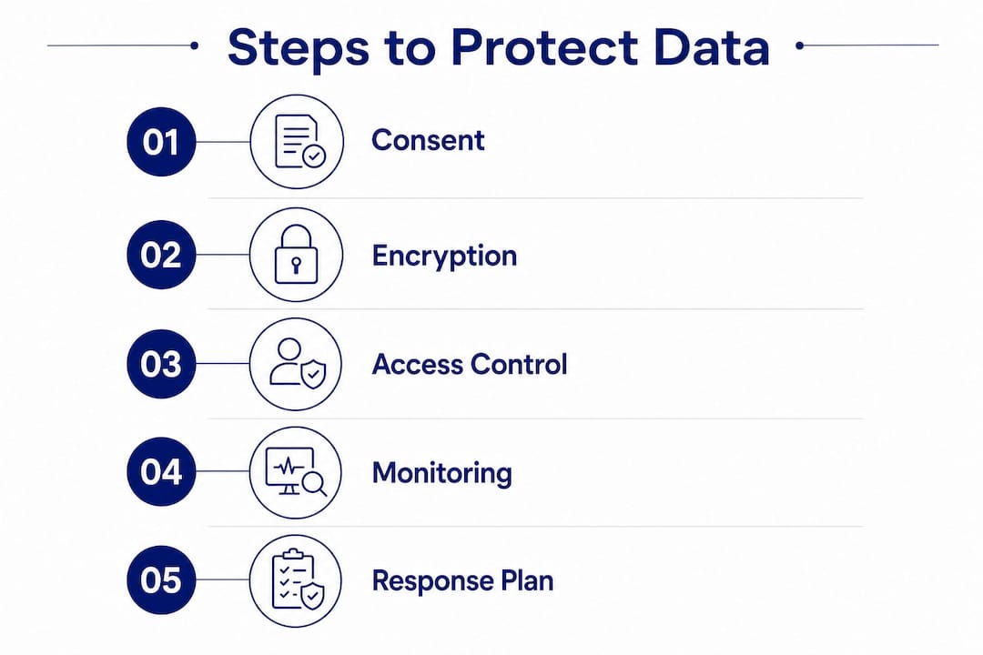 Infographic showing steps to protect student data