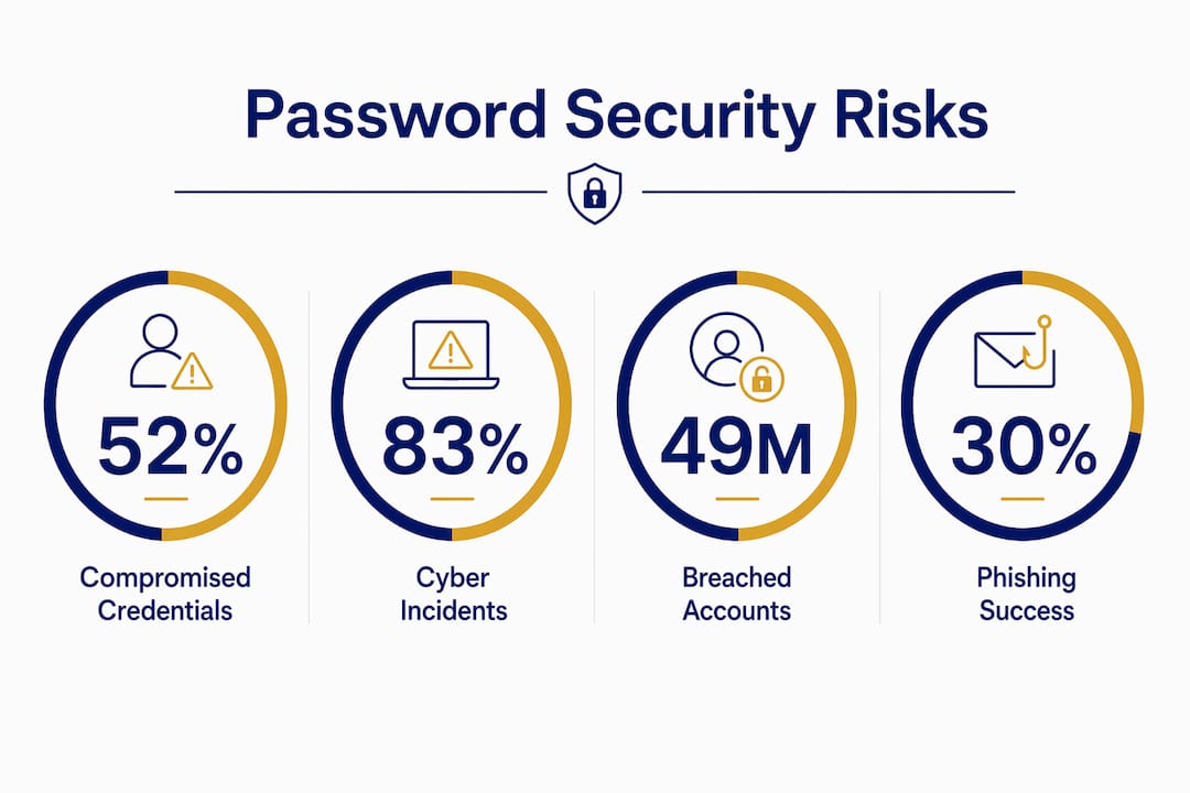 Infographic showing key password security statistics