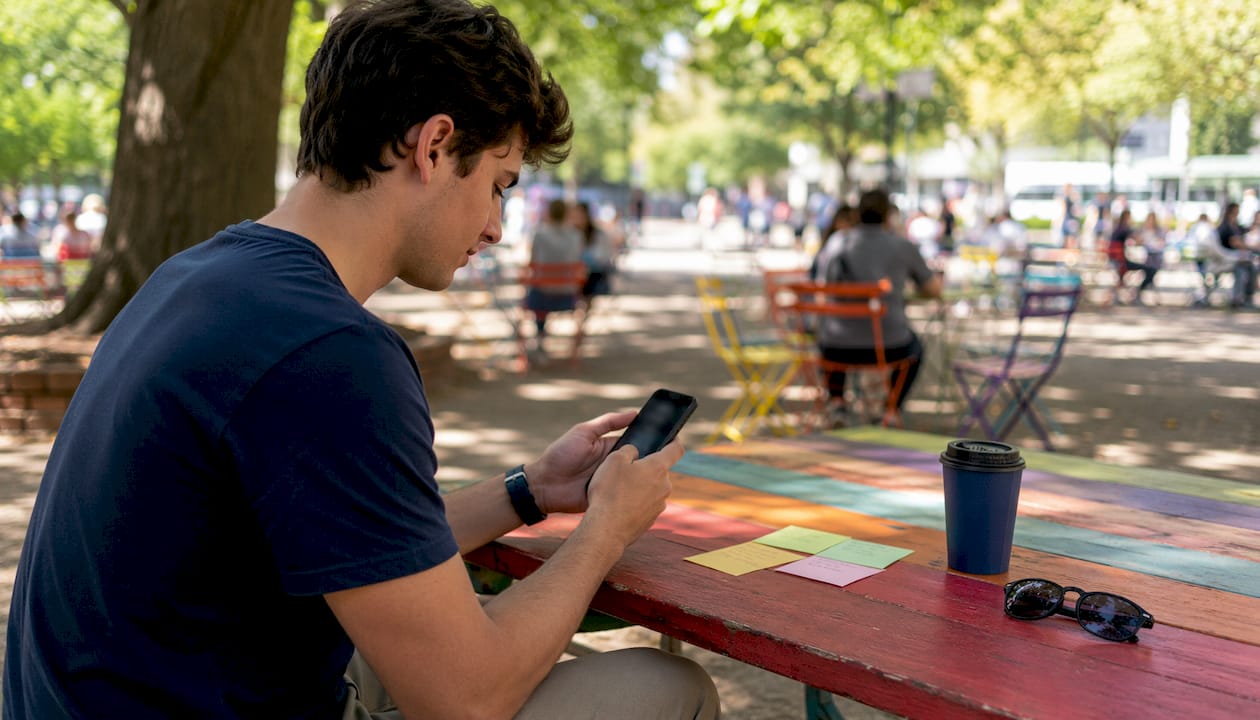 Close-up of hands managing digital footprint on smartphone