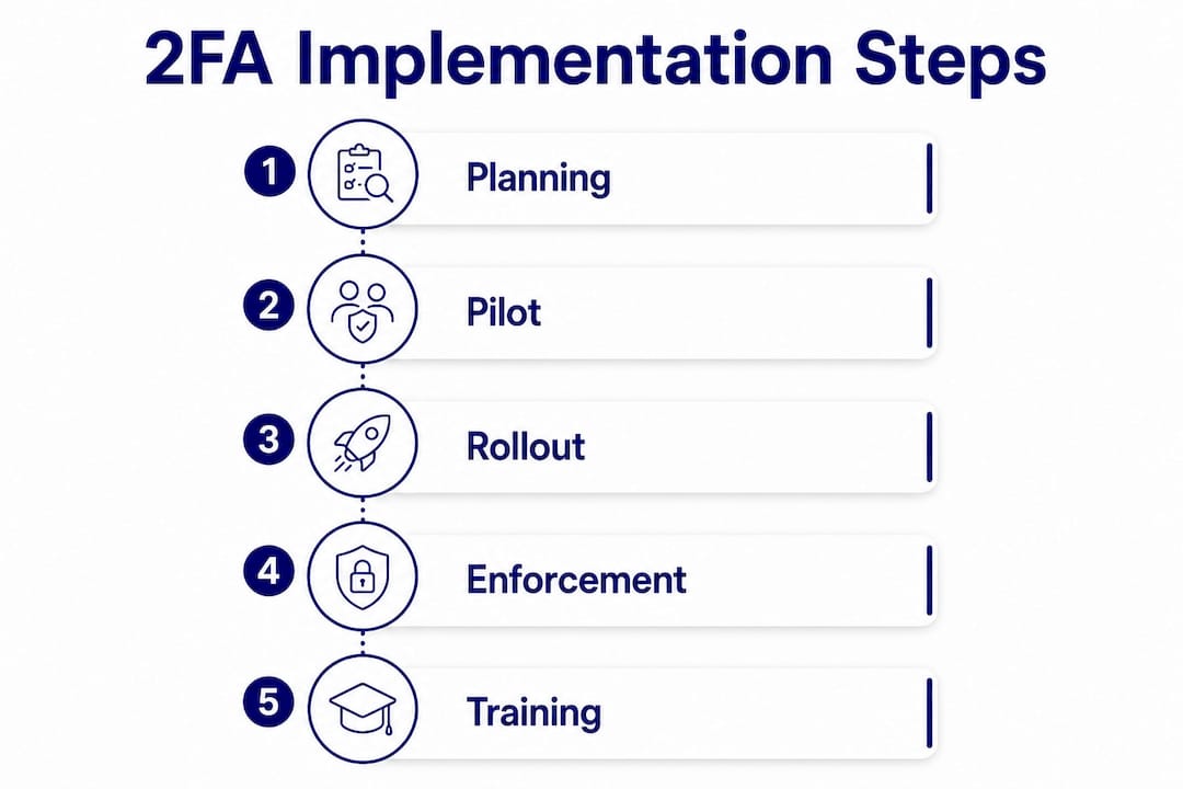 Infographic showing 2FA implementation steps