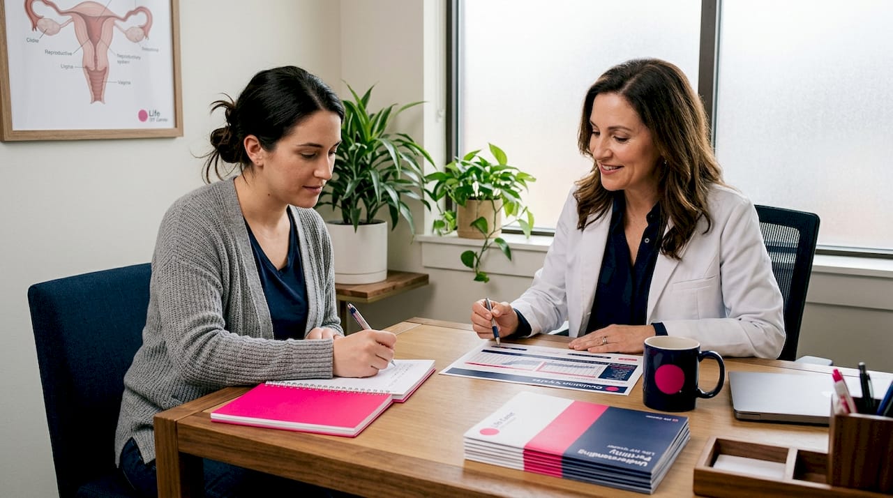 Patient meeting fertility doctor in consultation office