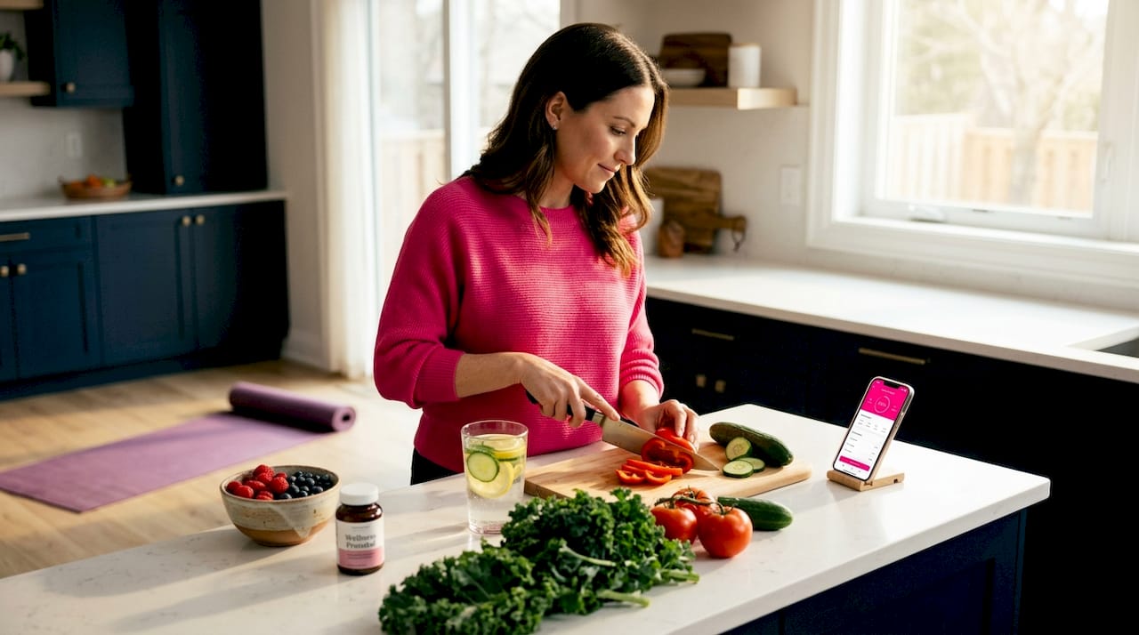 Woman preparing healthy foods for IVF cycle