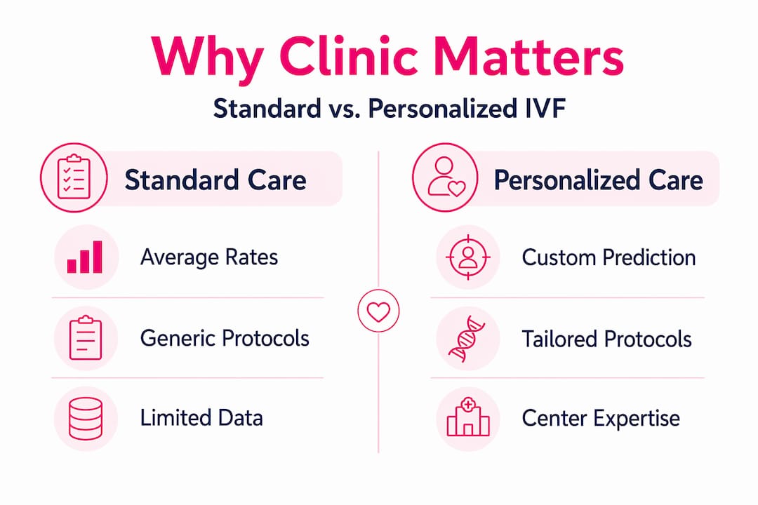 Infographic comparing standard and personalized IVF care