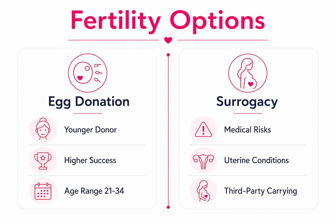 Infographic comparing egg donation and surrogacy options