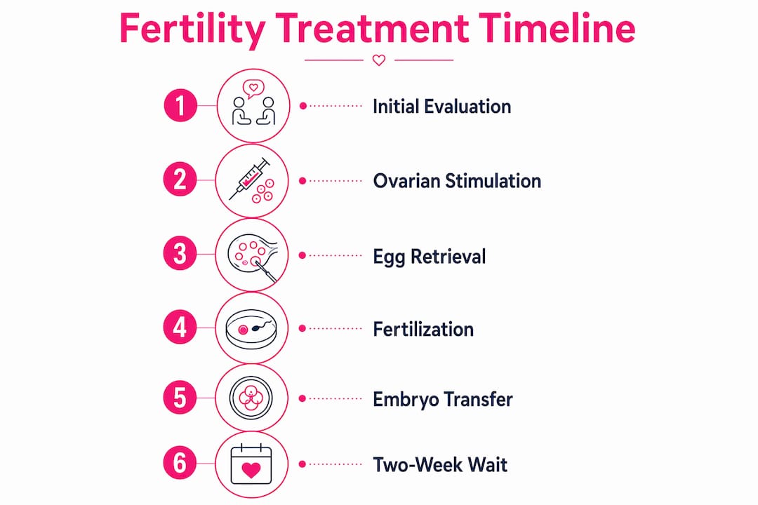 Infographic showing fertility treatment phases timeline