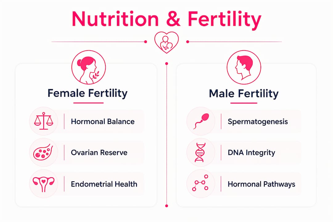 Infographic comparing male and female fertility nutrition