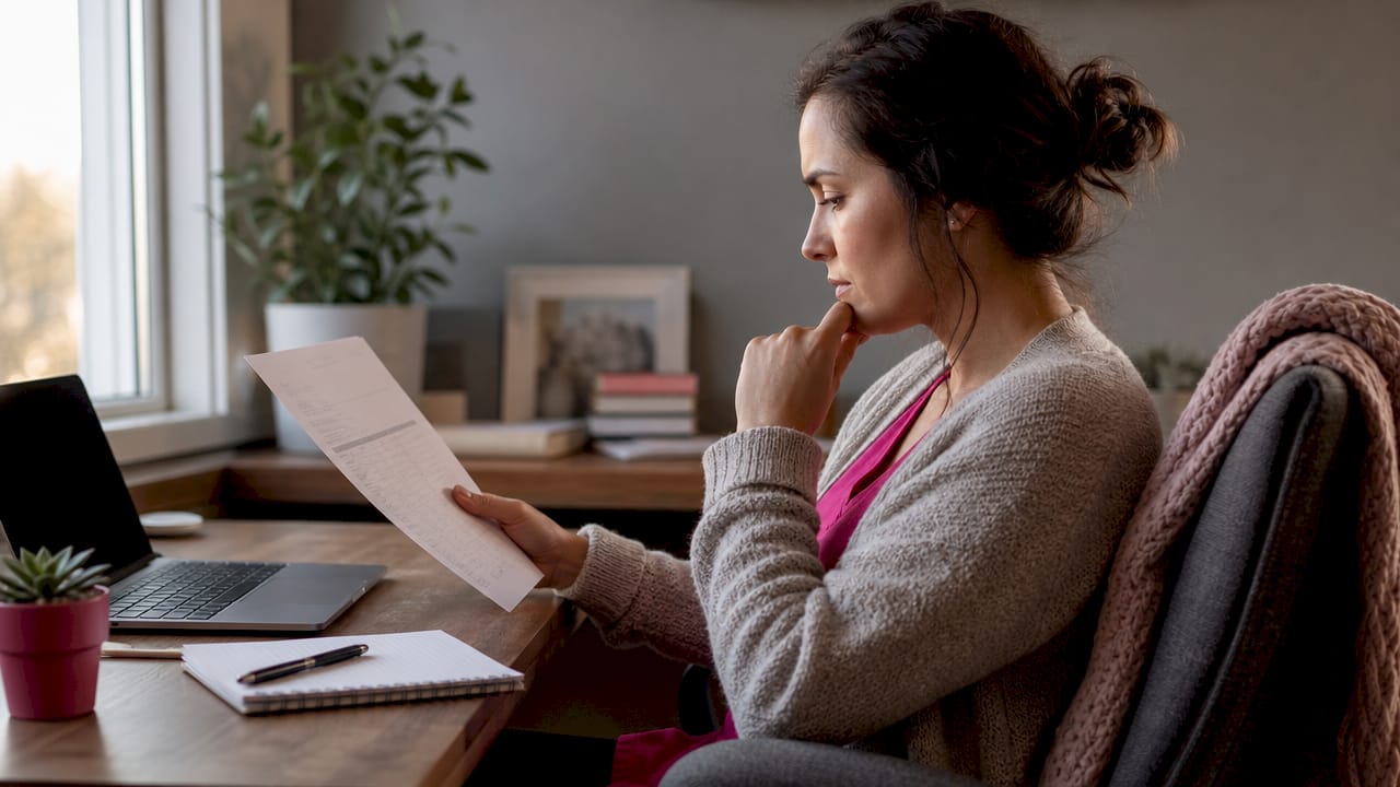 Woman reviewing fertility test results