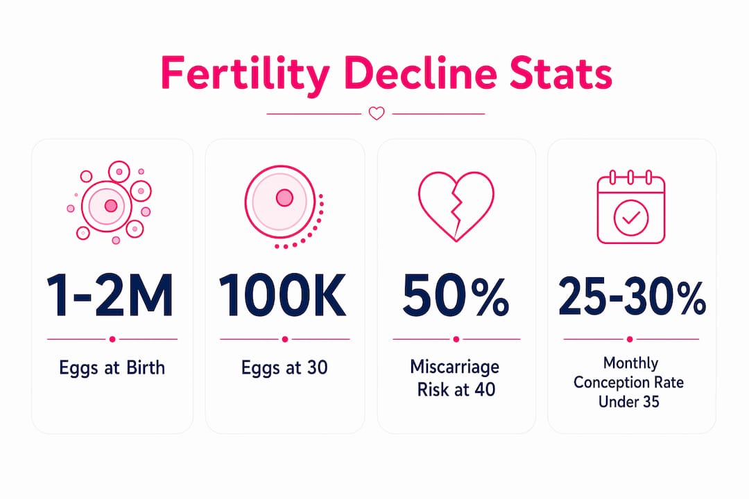 Infographic showing key fertility decline statistics