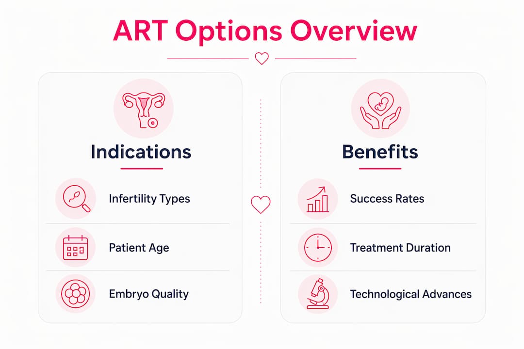 Infographic comparing ART indications and benefits