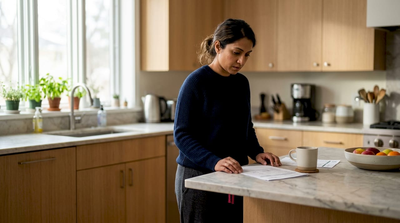 Woman reviewing IVF preparation lab results