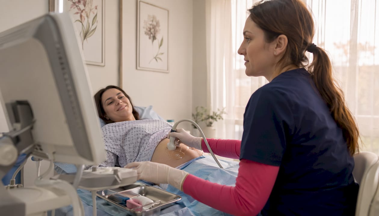 Patient undergoing transvaginal ultrasound scan