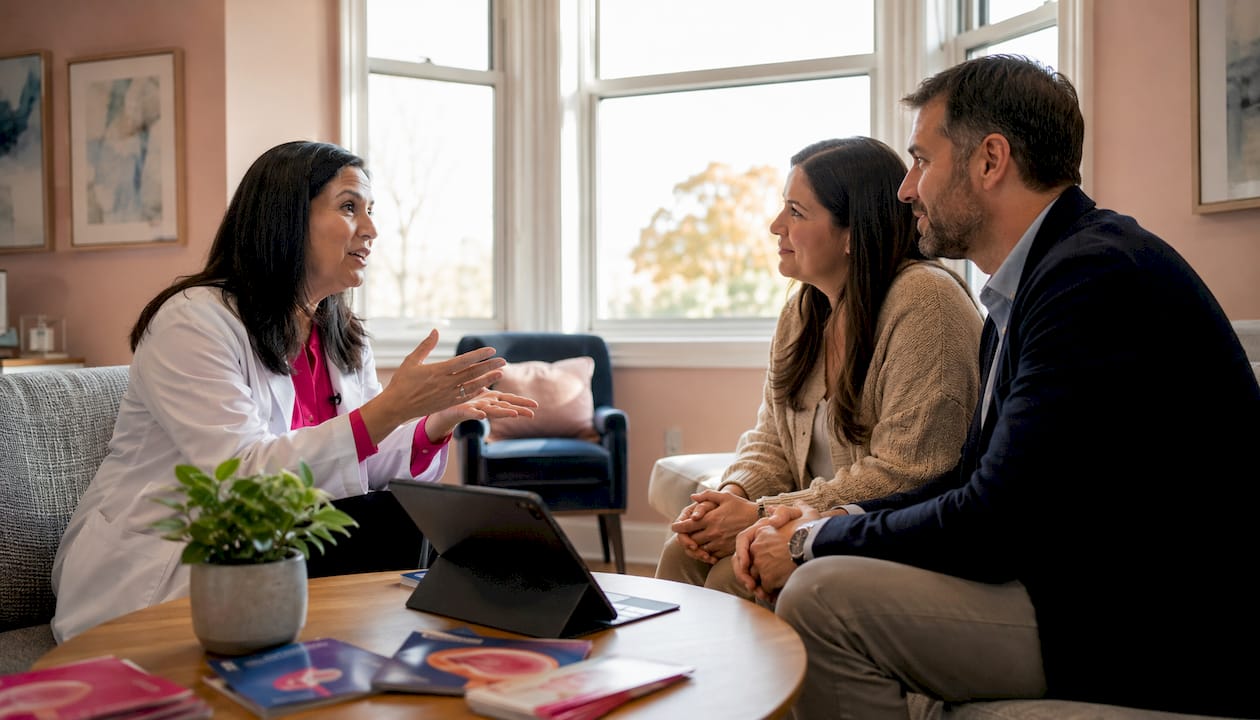 Fertility doctor consulting couple