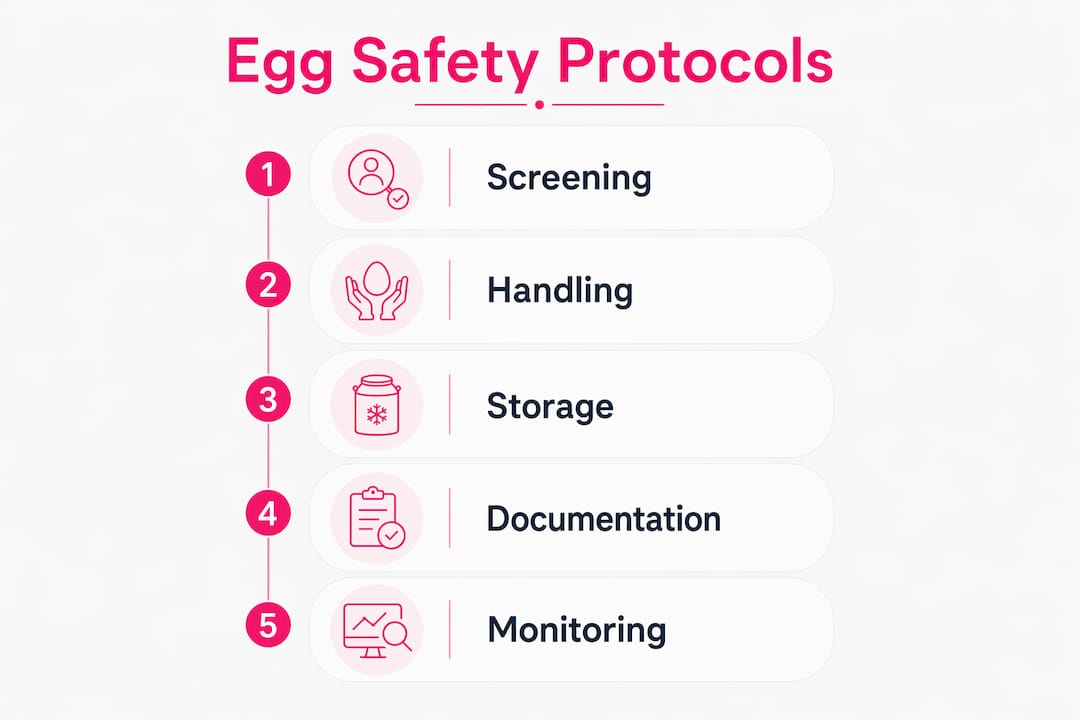 Infographic showing egg safety protocol steps