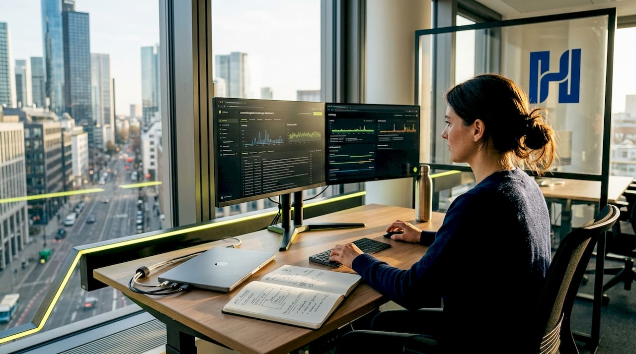 An engineer reviewing the monitoring dashboard for a SaaS API.
