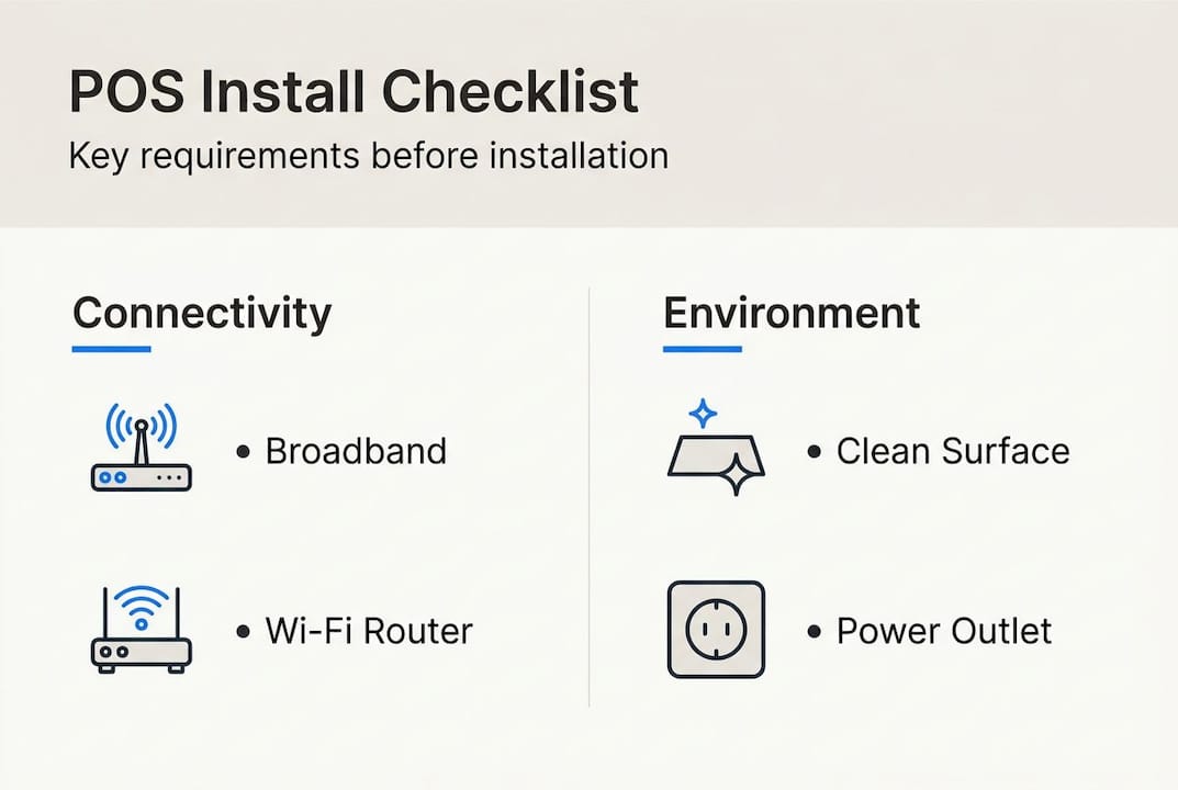 Infographic summarizing POS install requirements