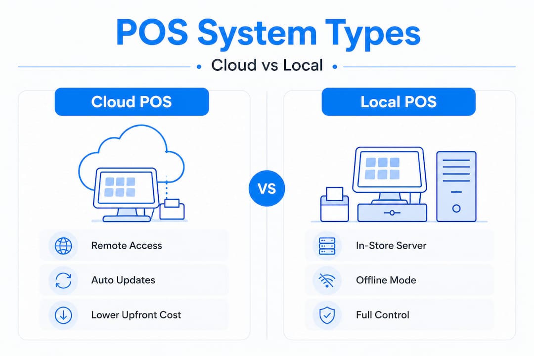 Infographic comparing cloud versus local POS systems