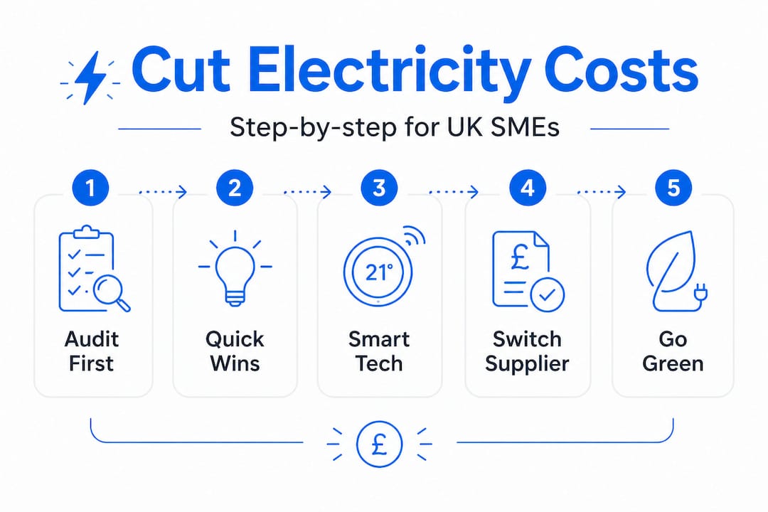 Infographic shows five electricity-saving steps for UK SMEs