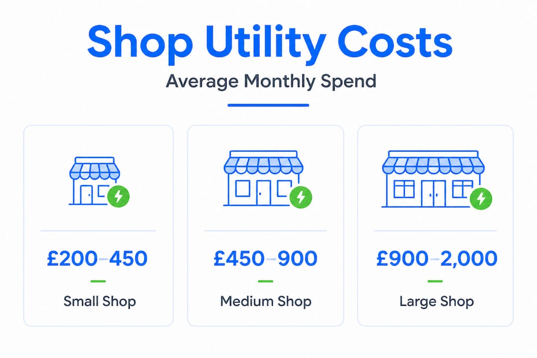 Infographic with shop utility bill averages by size