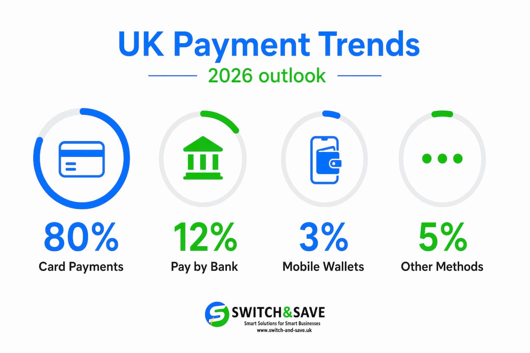 Infographic showing UK payment method statistics for 2026