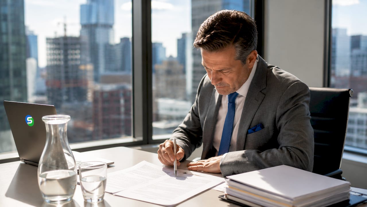 Man signing commercial retail lease document