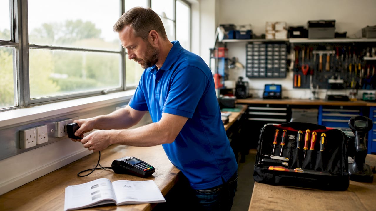 Hands troubleshooting POS terminal connections