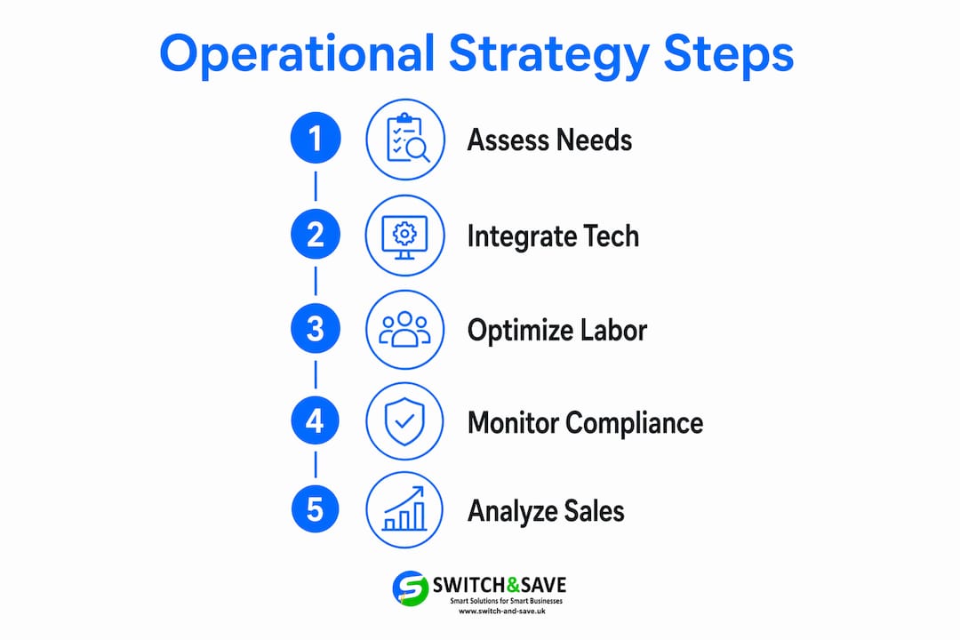 Infographic showing steps to maximize hospitality profitability through operations