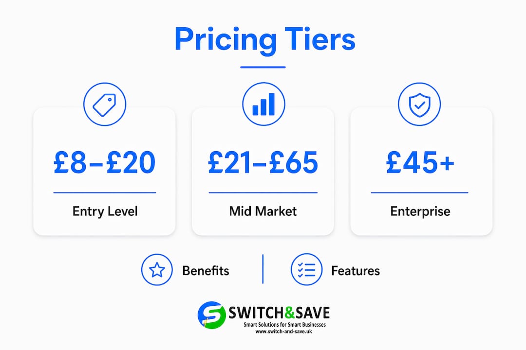 Infographic displaying UK loyalty software pricing tiers