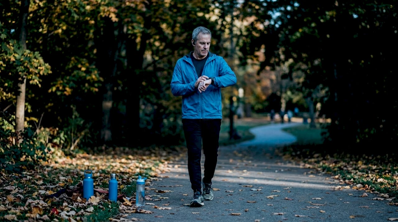 Man walking for aerobic brain health exercise