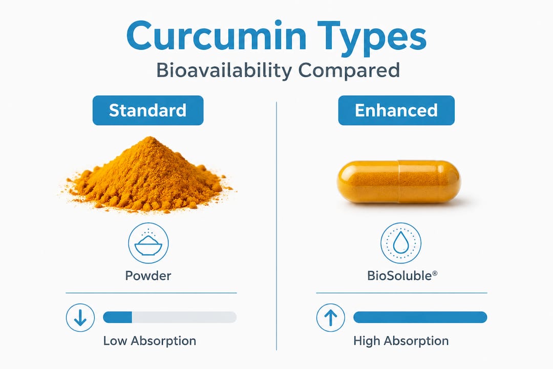 Infographic comparing curcumin absorption types
