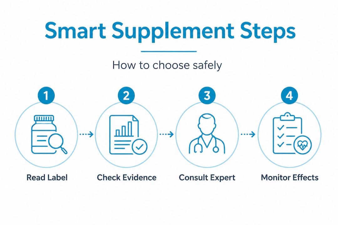Infographic outlining steps for choosing supplements