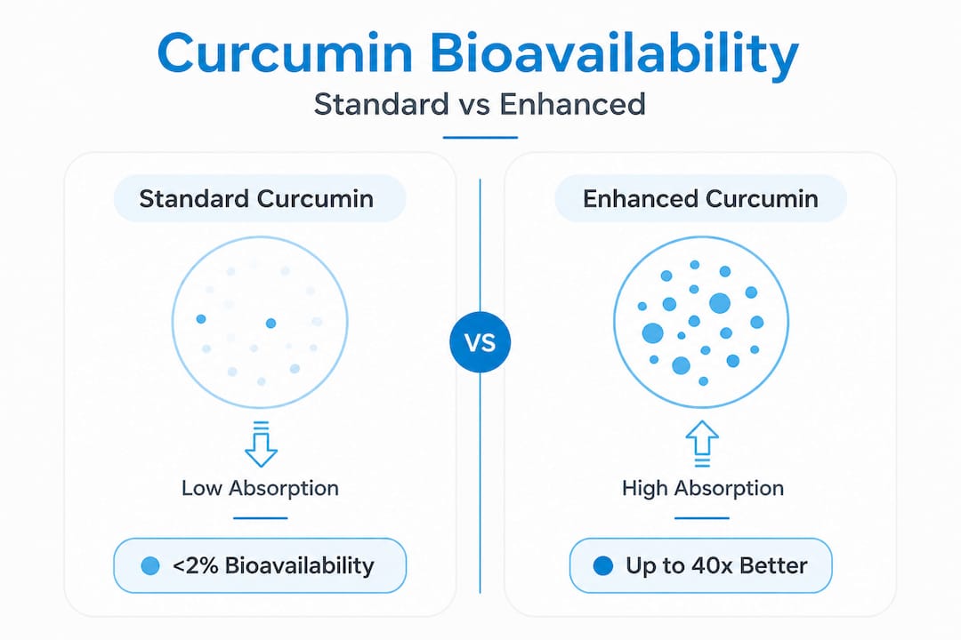 Infographic comparing curcumin bioavailability types