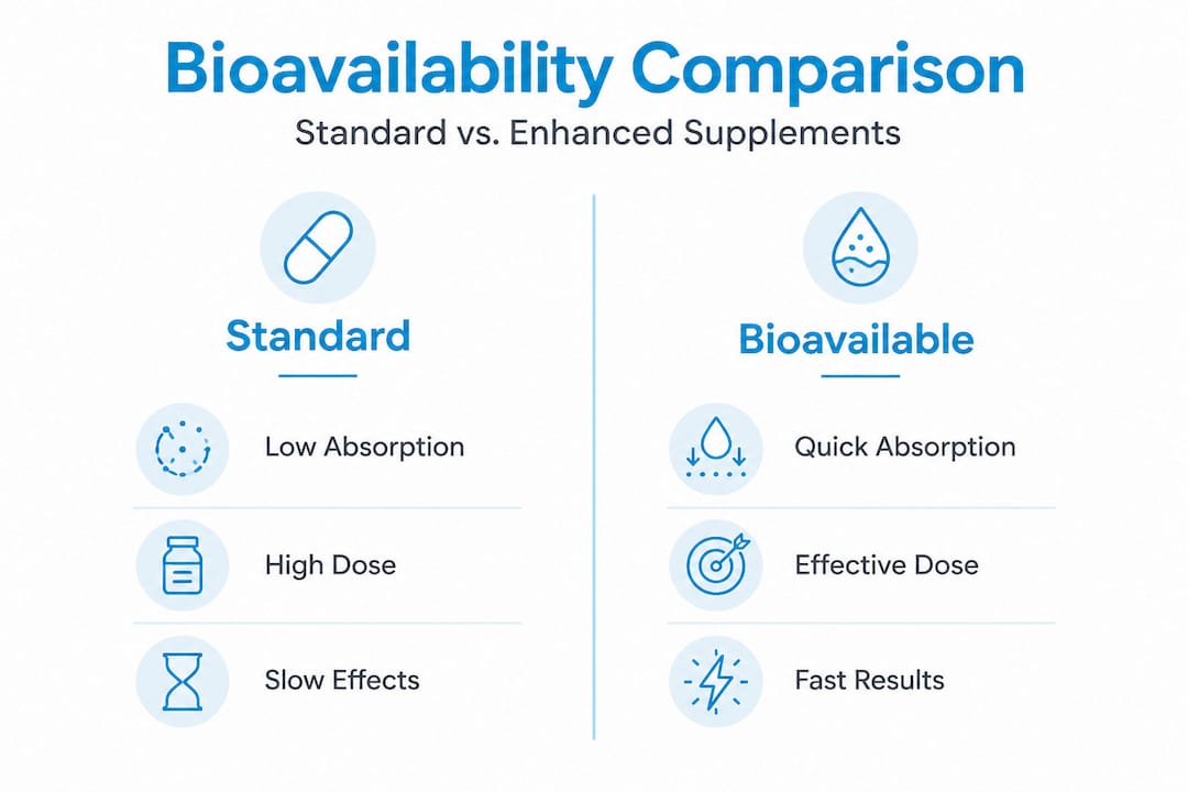 Infographic comparing standard and bioavailable supplements