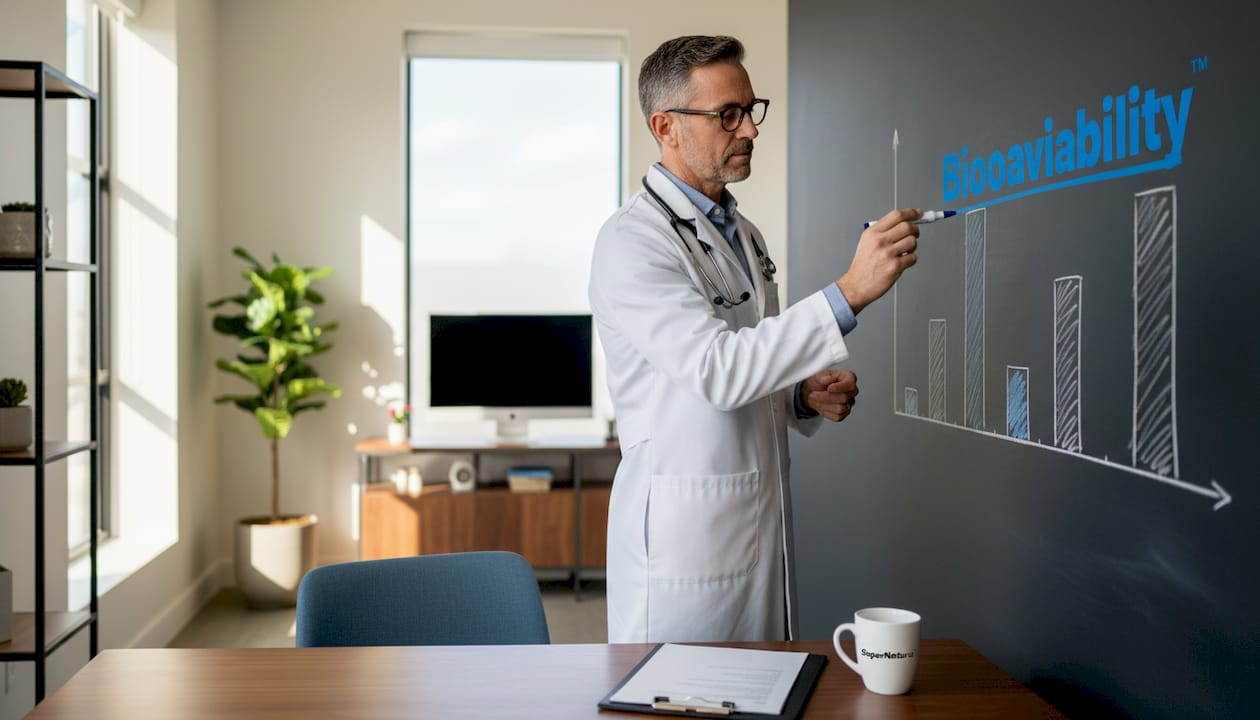 Doctor highlights bioavailability chart in office