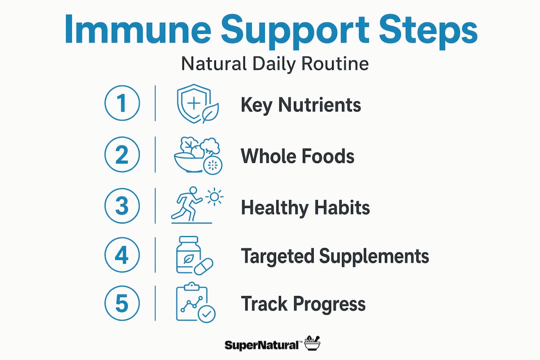 Infographic showing natural immune support steps