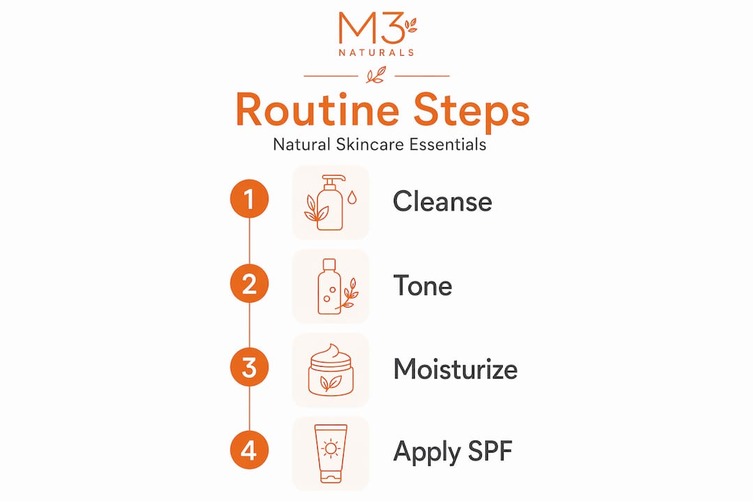 Infographic showing four natural skincare routine steps