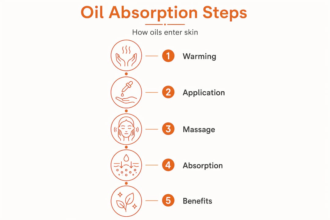 Infographic showing massage oil absorption steps
