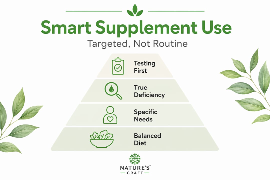 Smart supplement use pyramid with four tiers