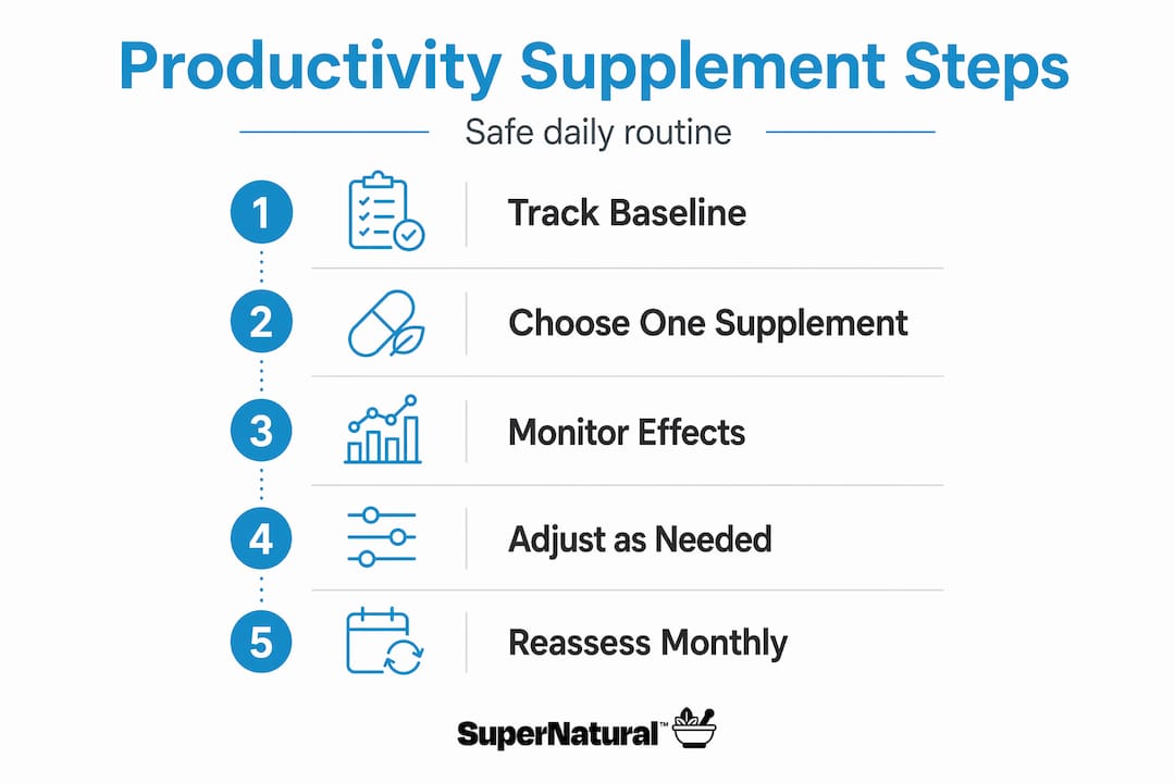 Infographic outlining safe supplement steps