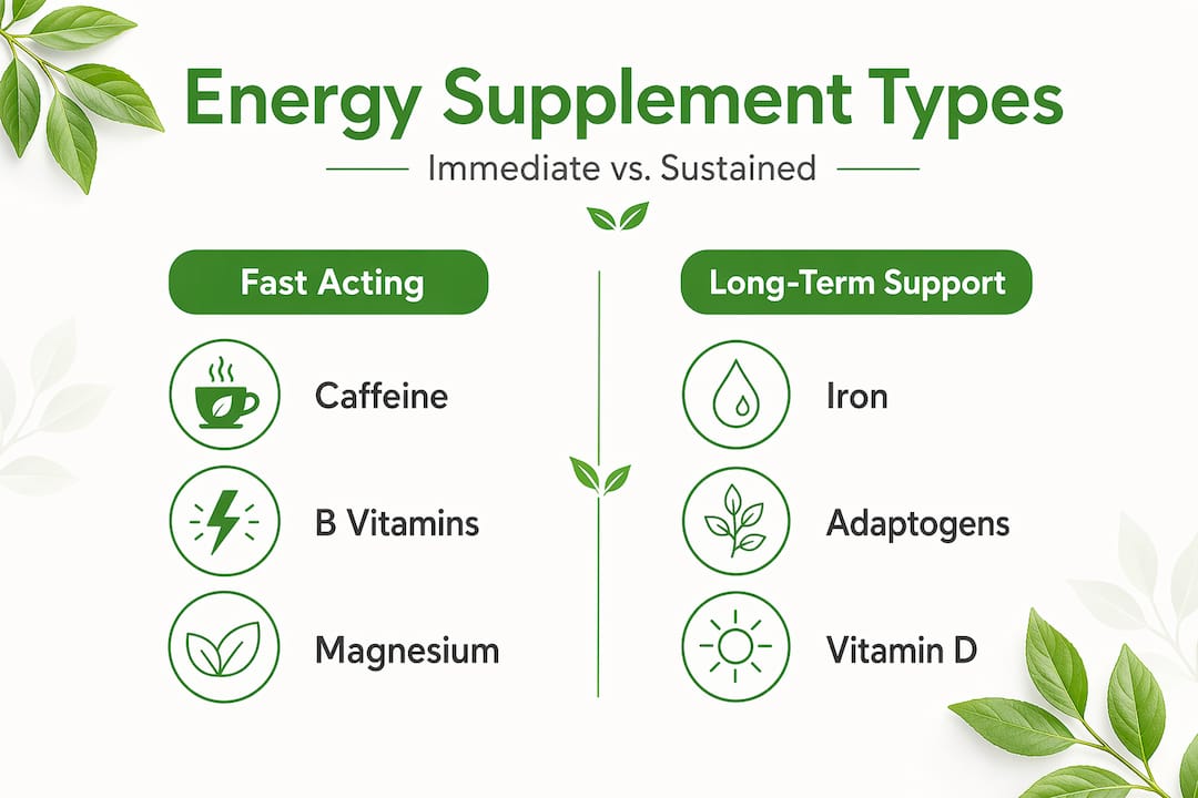Infographic comparing energy supplement types