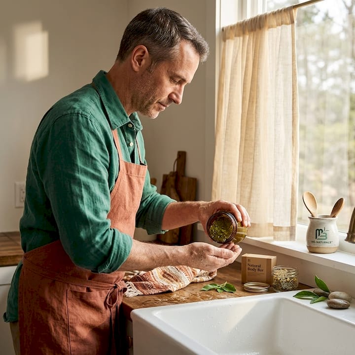Man uses eco-friendly natural body products
