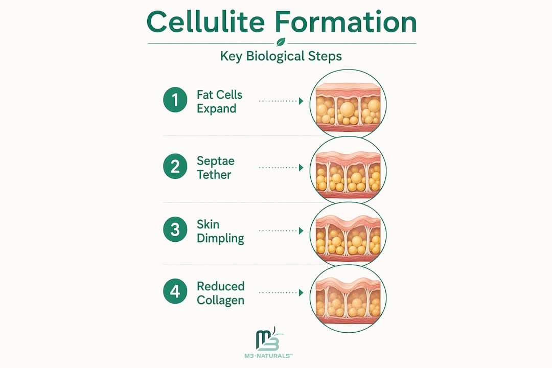 Infographic of cellulite formation steps