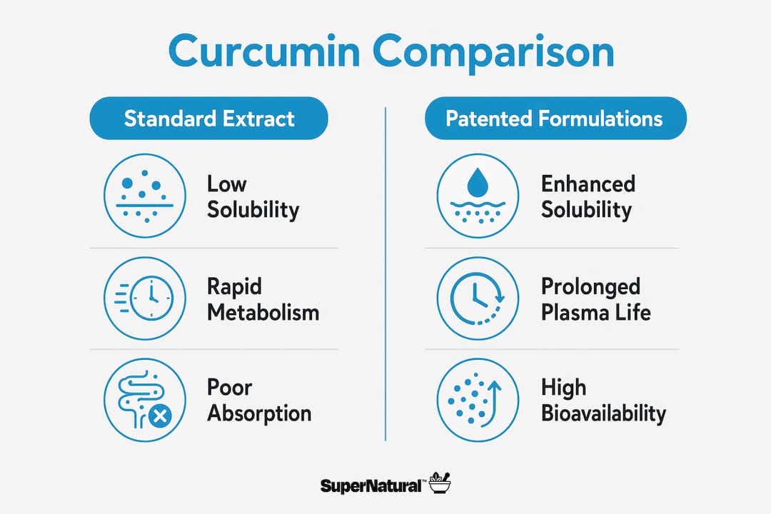 Infographic comparing standard vs patented curcumin