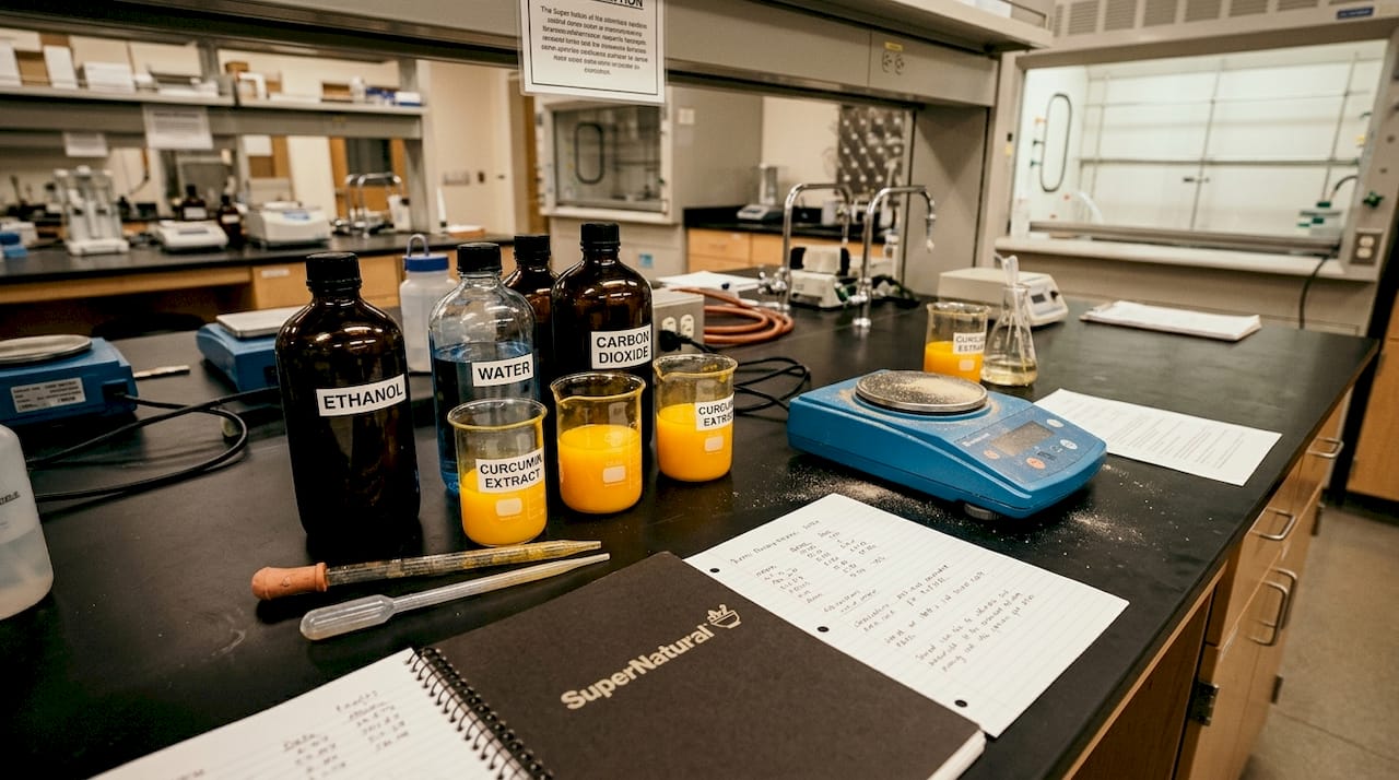Laboratory solvents and curcumin extraction setup