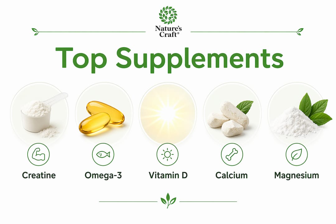 Infographic showing top supplements for healthy aging men