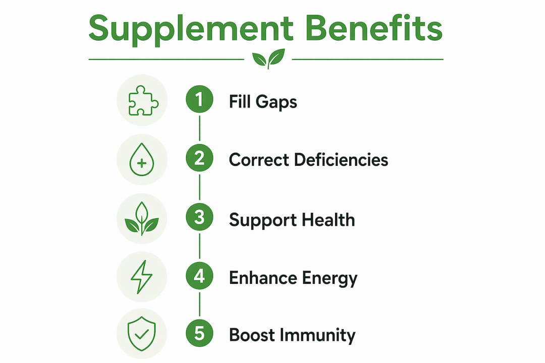 Infographic showing dietary supplement benefits steps