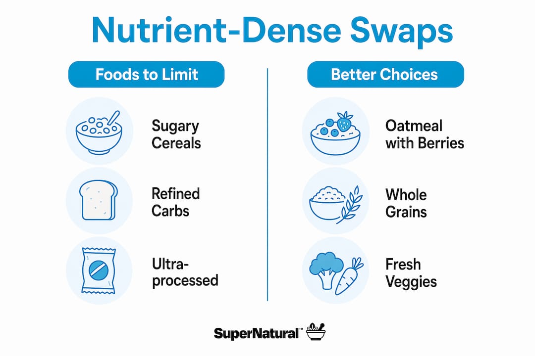 Infographic comparing foods to limit and better choices