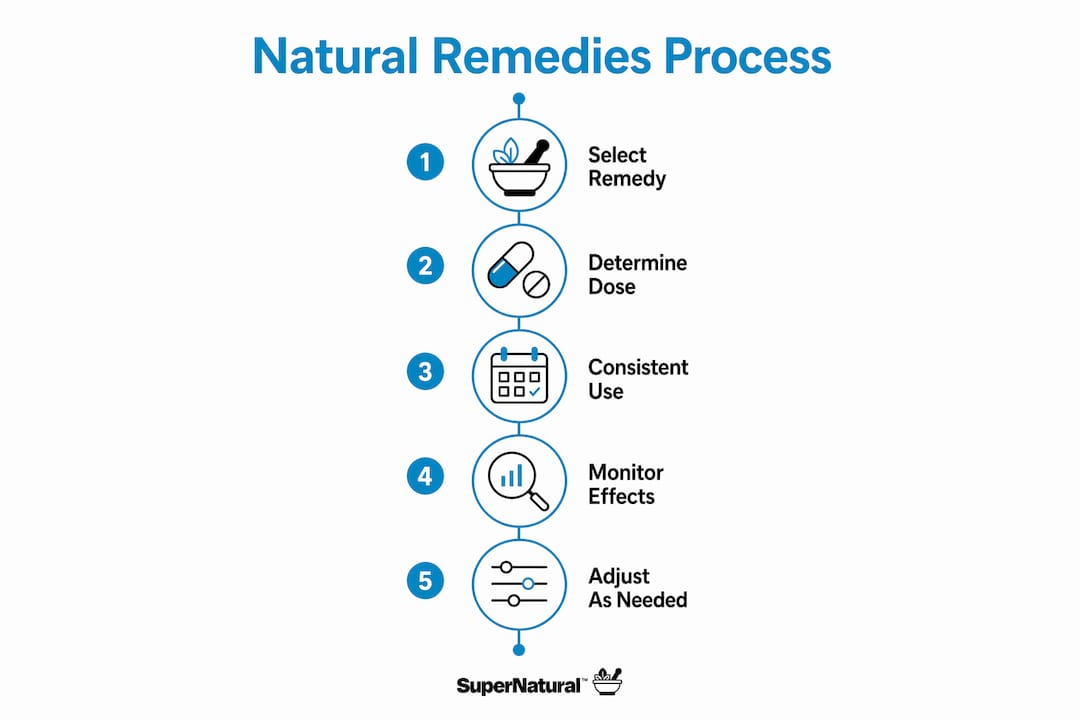 Infographic illustrating natural remedies process and dosage